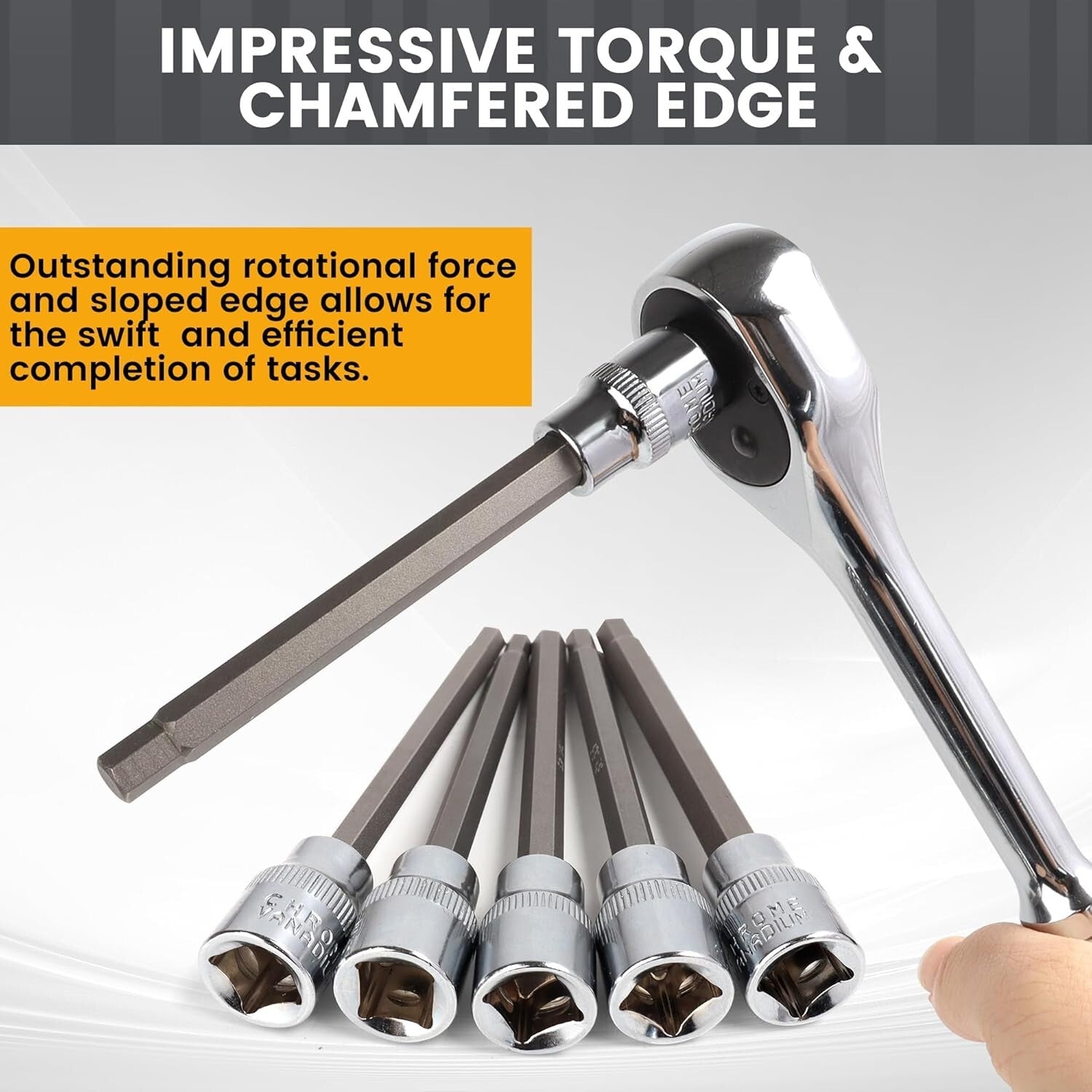 20PC Extra Long Allen Hex Socket Set - Chrome Vanadium Steel with Case