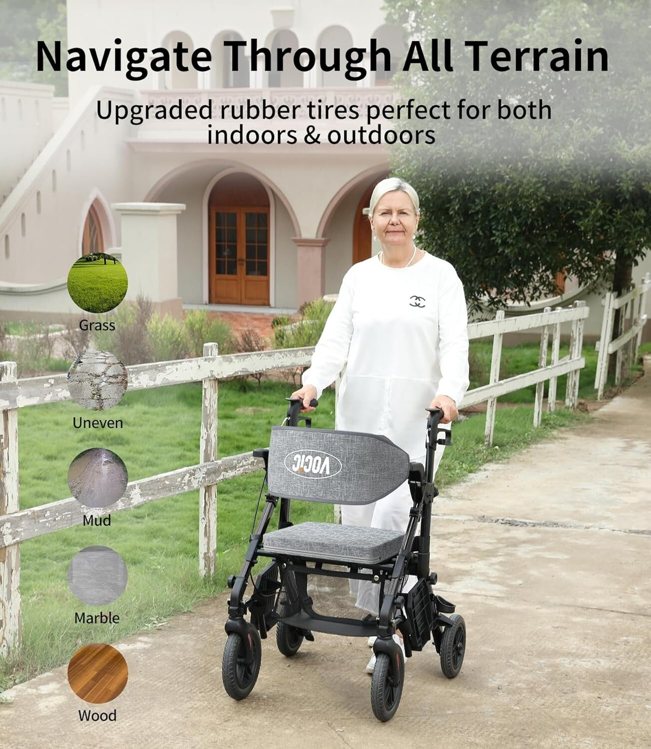 Folding 2-in-1 Walker Wheelchair for Seniors - Portable, Durable & All Terrain