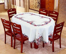 Load image into Gallery viewer, Elegant Floral Oval Tablecloth for Memorial Day – 58" x 89" Patriotic Design