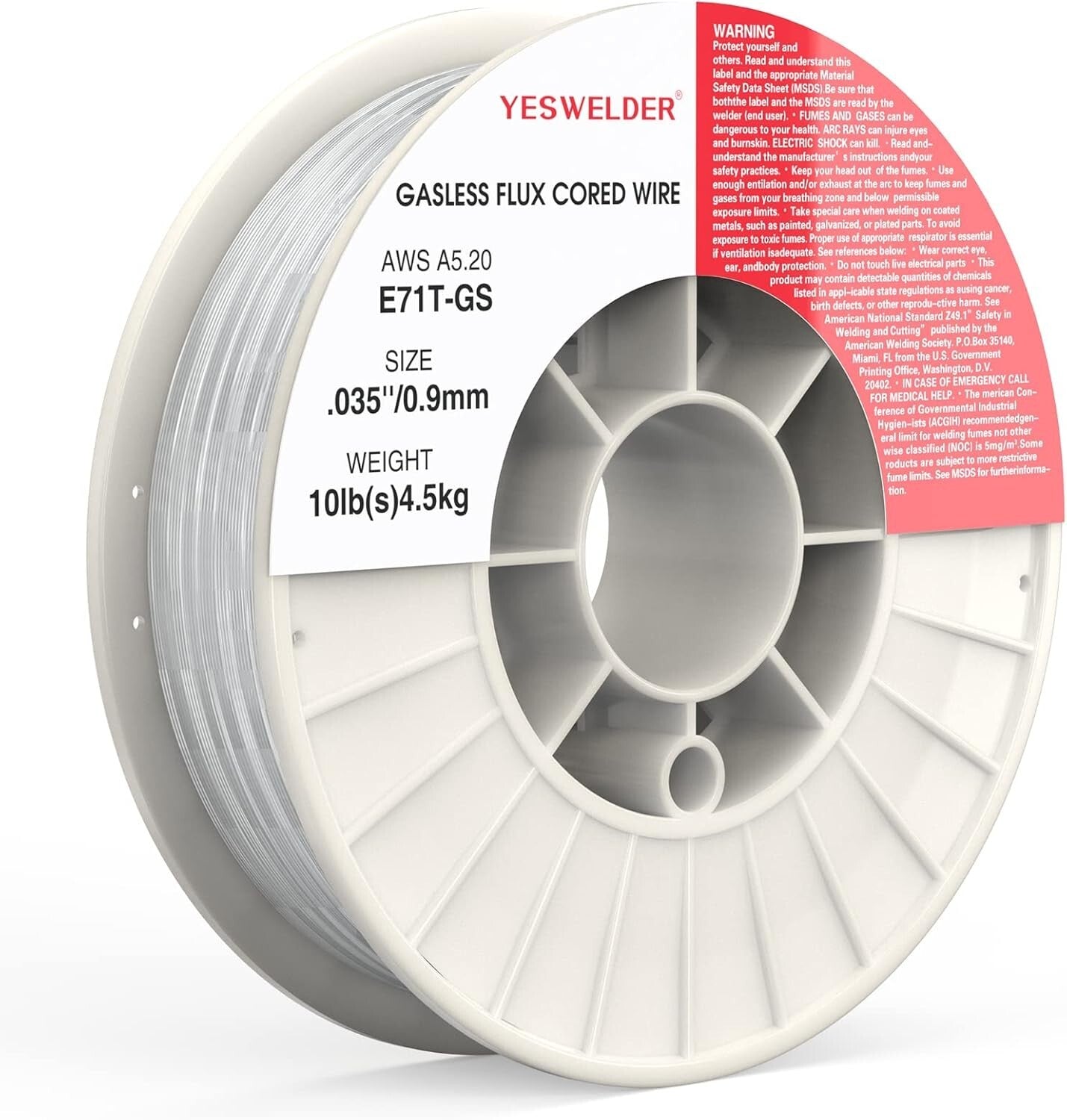 E71TGS .035'' Flux Core Mild Steel MIG Wire - 10 lb Durable Spool for Welders