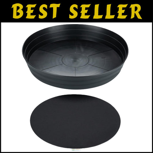 Stylish 25" Round Plant Tray with Deep Water Retention and Felt Protection