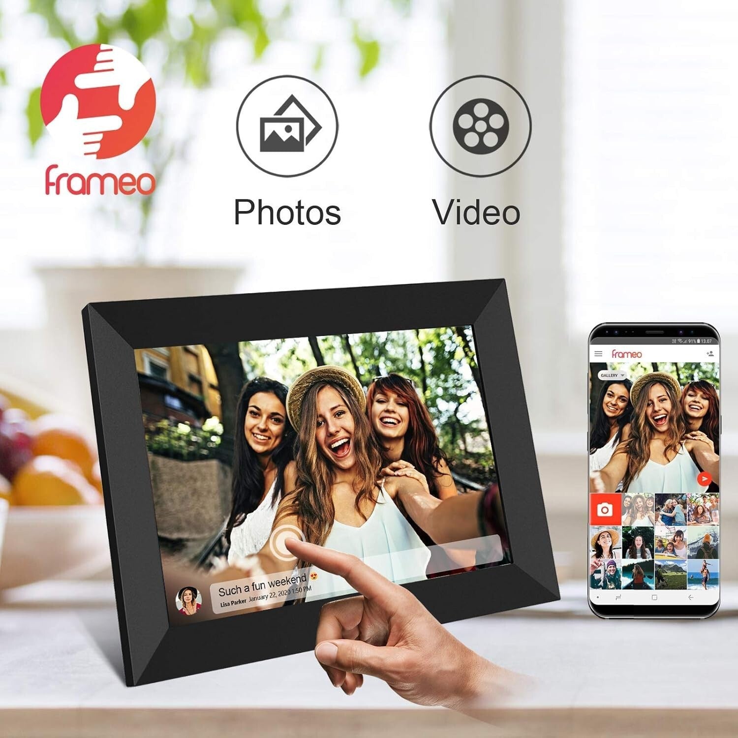 10.1 Inch WiFi Digital Photo Frame with 32GB Storage & Frameo App Integration