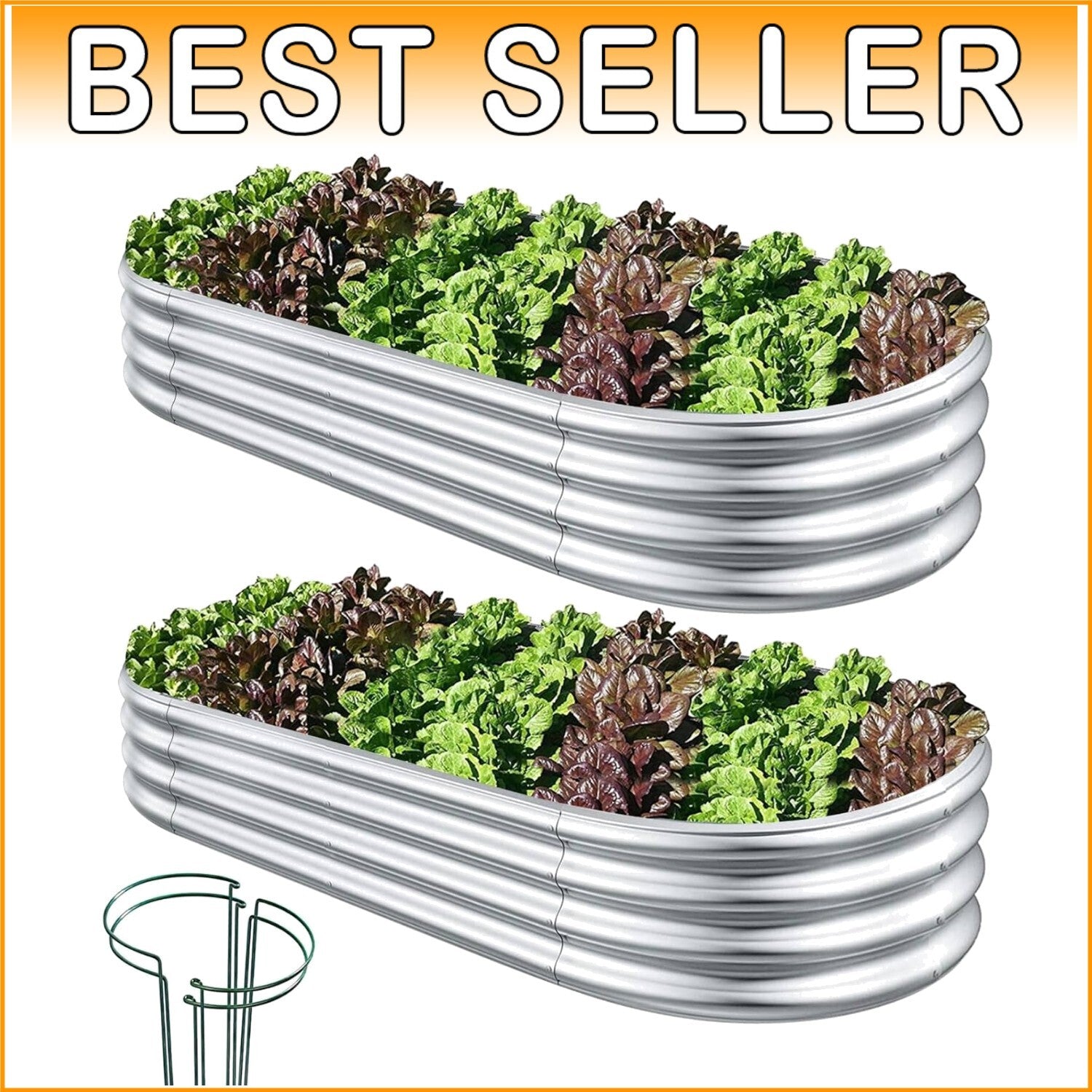 Durable 2-Pc Raised Garden Bed Set with Metal Stakes - Perfect for Herbs