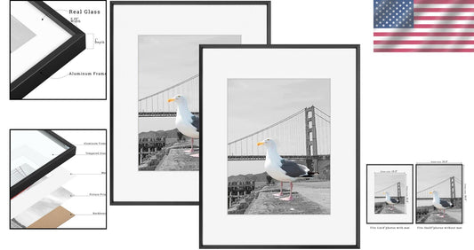 Durable 16x20 metal Picture Frames with 11x14 Mat - Perfect for Home and Gifting