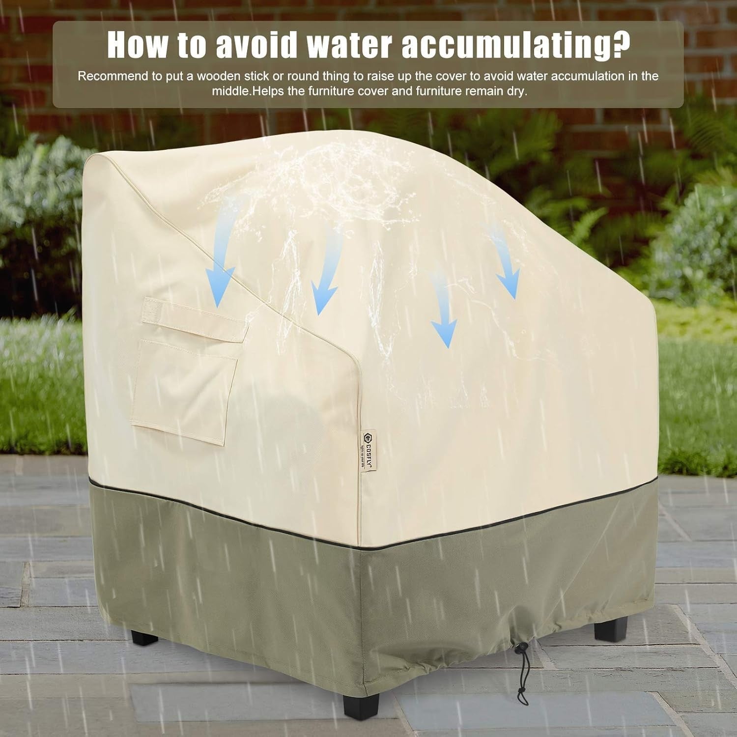 2-Pack Waterproof Outdoor Patio Chair Covers, Fits Up to 35W x 38D x 31H