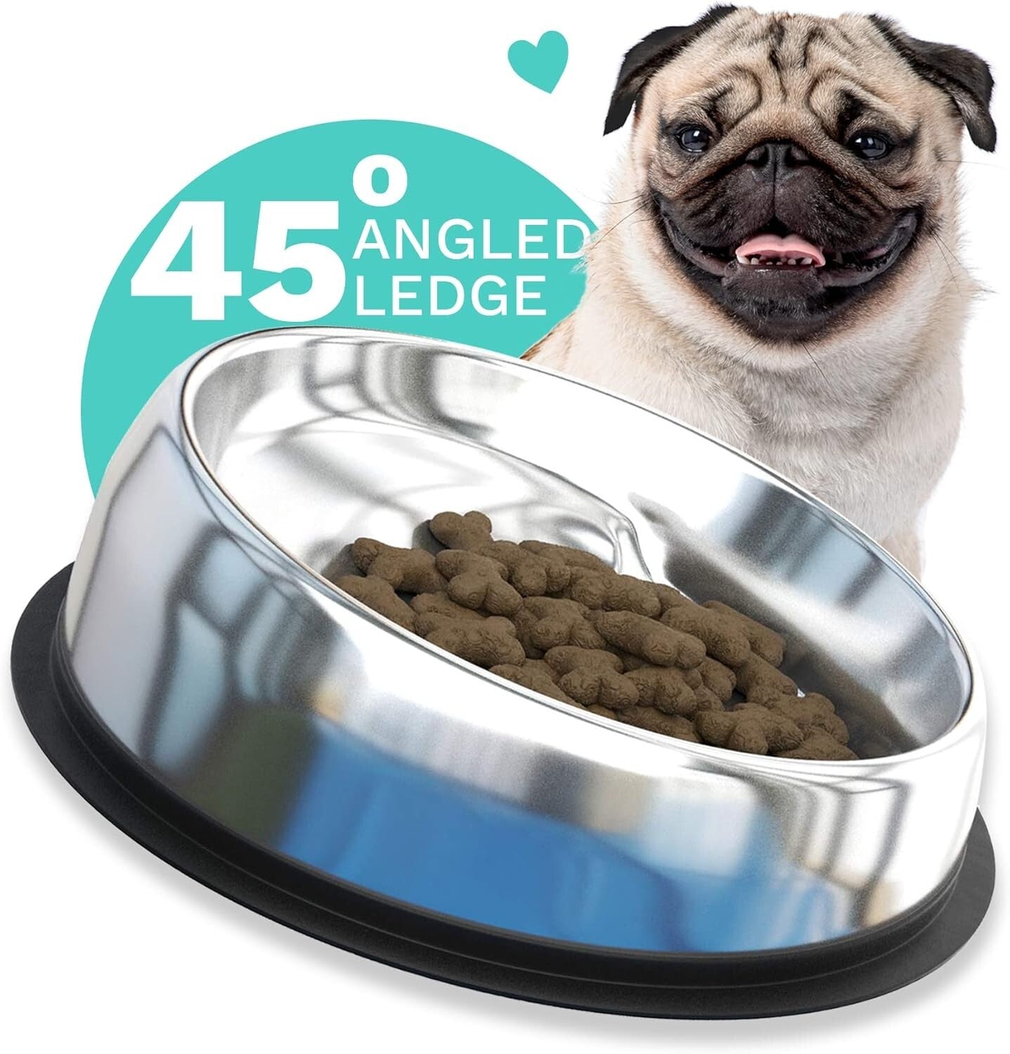 Upgrade Your Pet's Mealtime with Slanted Stainless Steel Dog Bowl - Medium Size