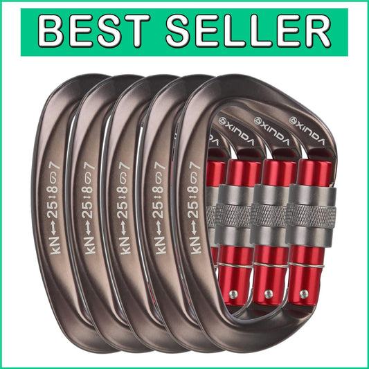 Durable 5-Pack Locking Carabiners - Safety Clips for Climbing & Hammocking