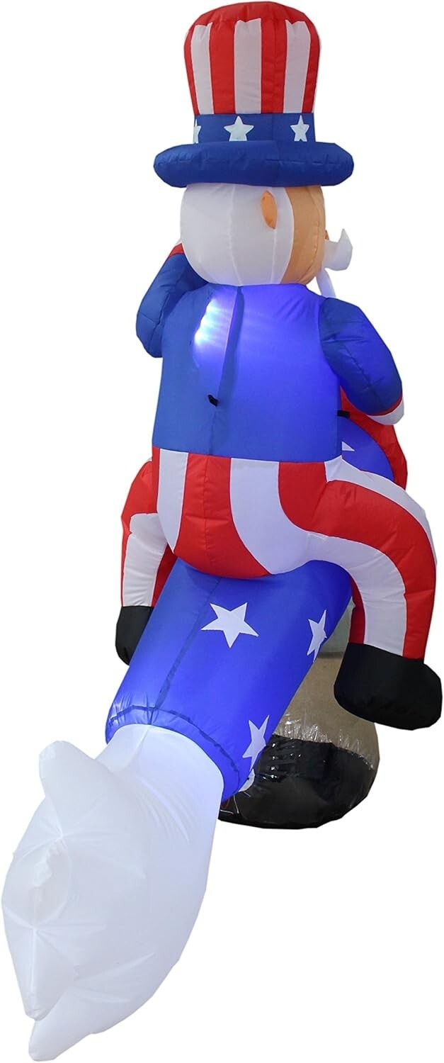 Patriotic 6ft Uncle Sam Inflatable - Easy Install with LED Lights for July 4th