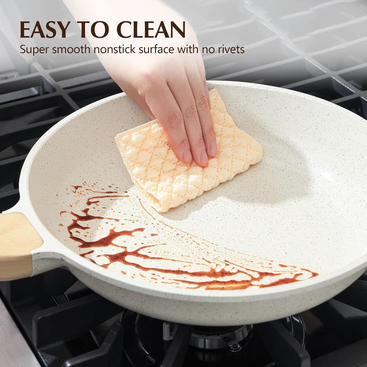 Healthy 12.5 Inch Nonstick Ceramic Frying Pan with Lid - Induction Compatible