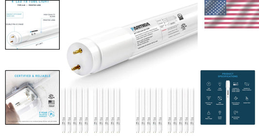 Energy-Efficient 20-Pack 4FT LED T8 Tubes - 5000K Daylight, Dual-end Options