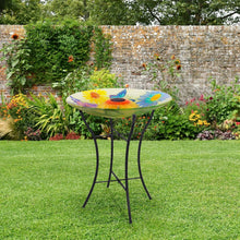 Load image into Gallery viewer, Elegant 18" Solar Glass Birdbath with LED Lights – Attract Butterflies Outdoors