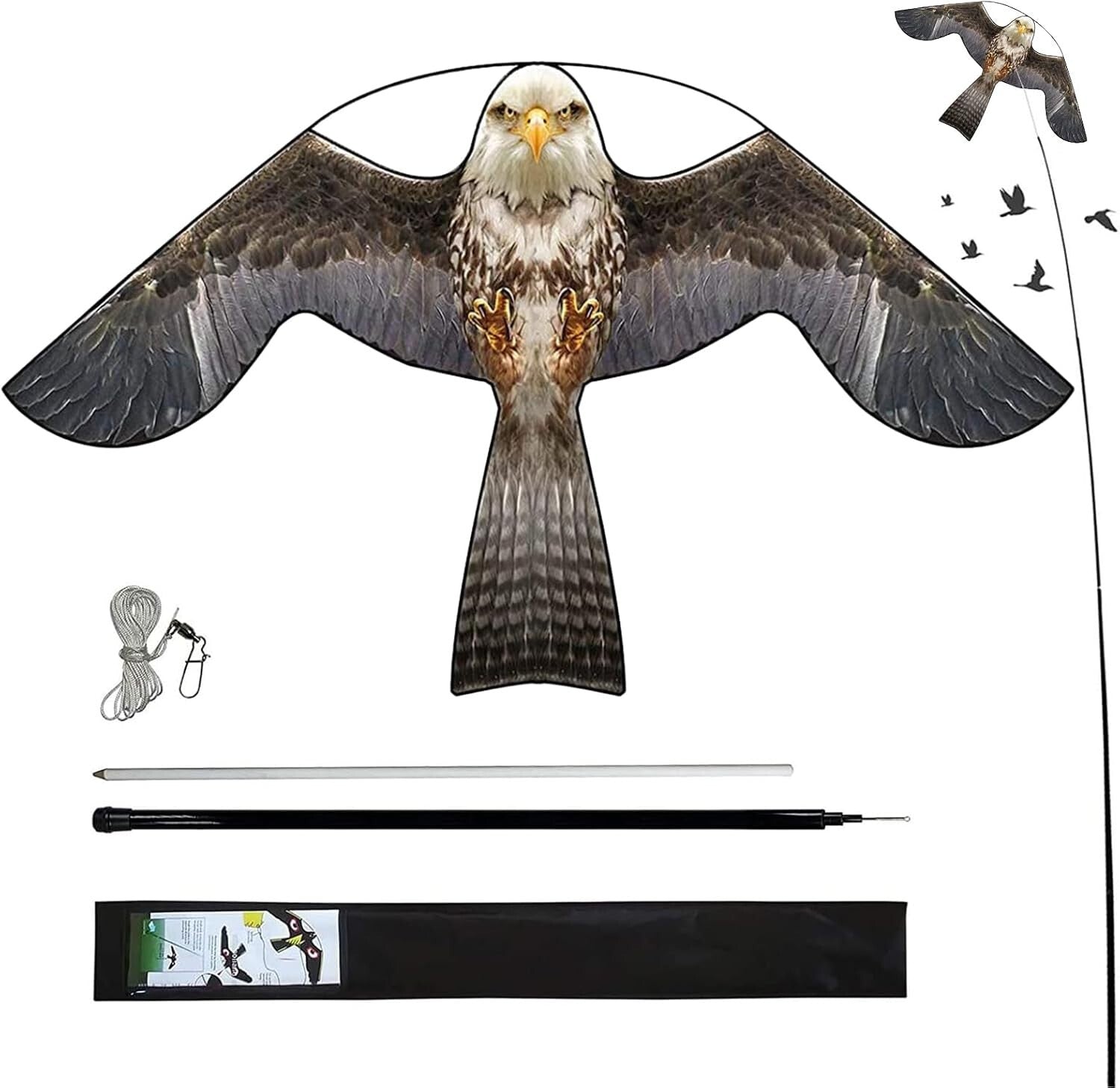 Durable 4m Pole Bird Scarer Kite - Scare Off Birds Safely & Effectively