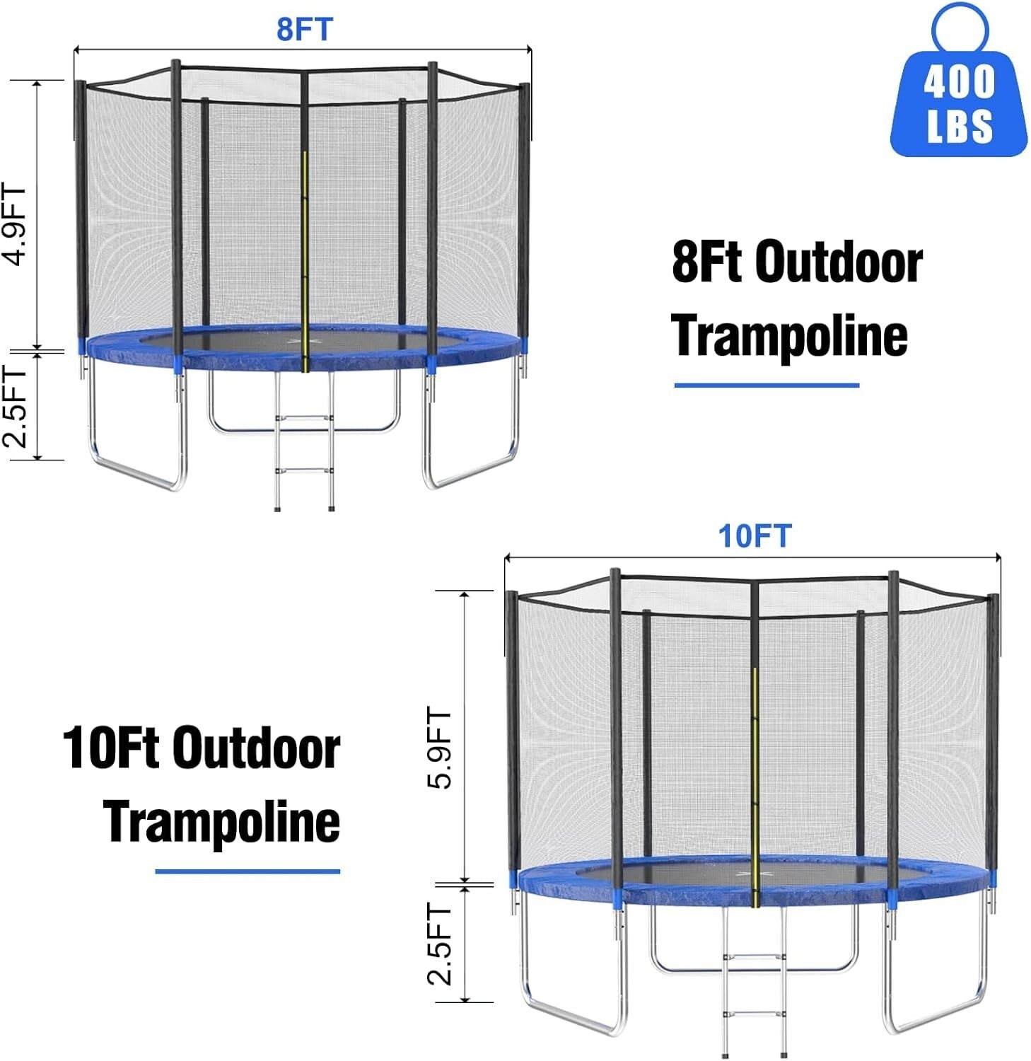 8FT Outdoor Trampoline with Safety Enclosure & Basketball Hoop for Hours of Fun