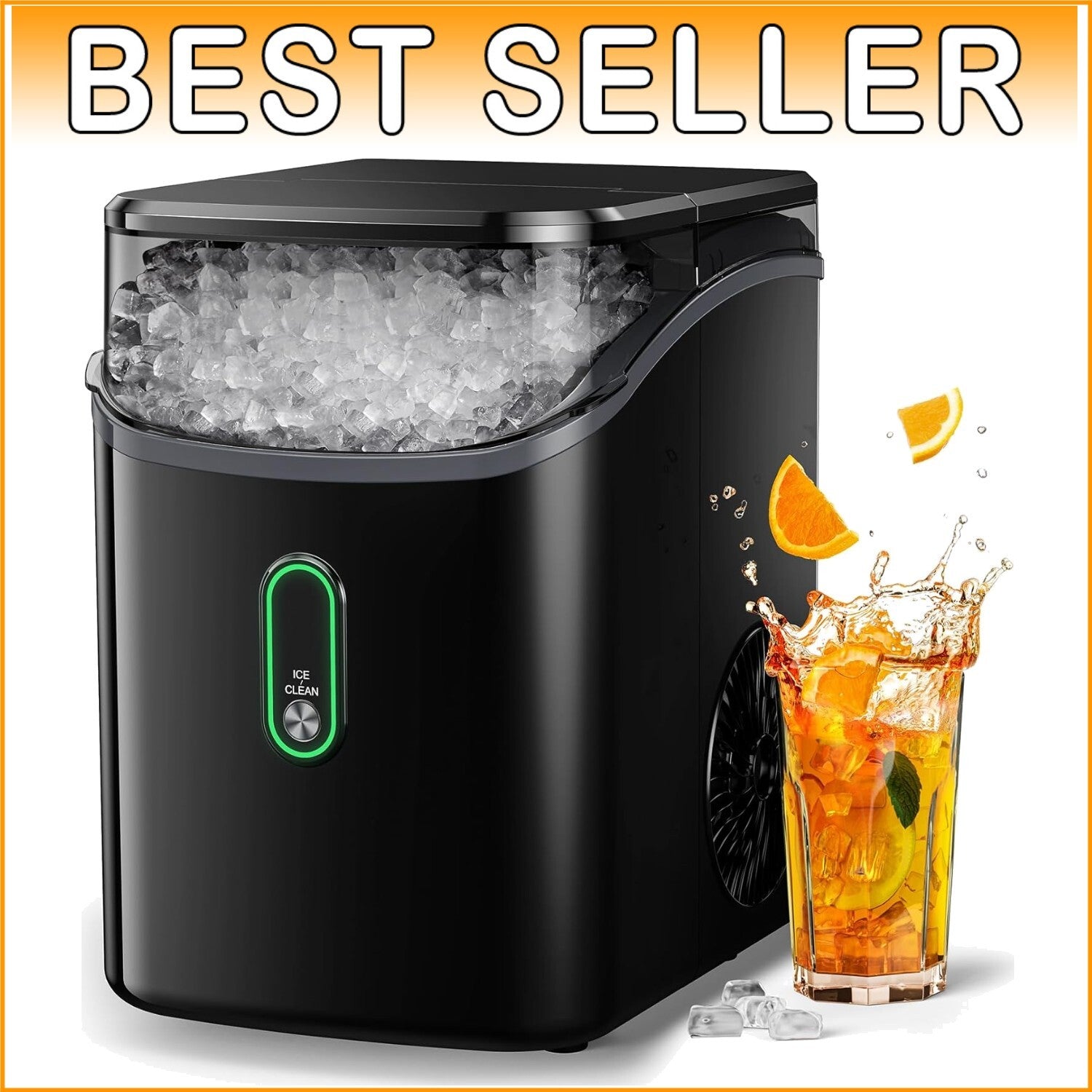 Effortless Ice-Wave: 33lb Portable Nugget Ice Maker with Easy Operation & Clean