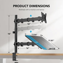 Load image into Gallery viewer, Flexible 2-in-1 Adjustable Monitor &amp; Laptop Mount with Cable Management Included