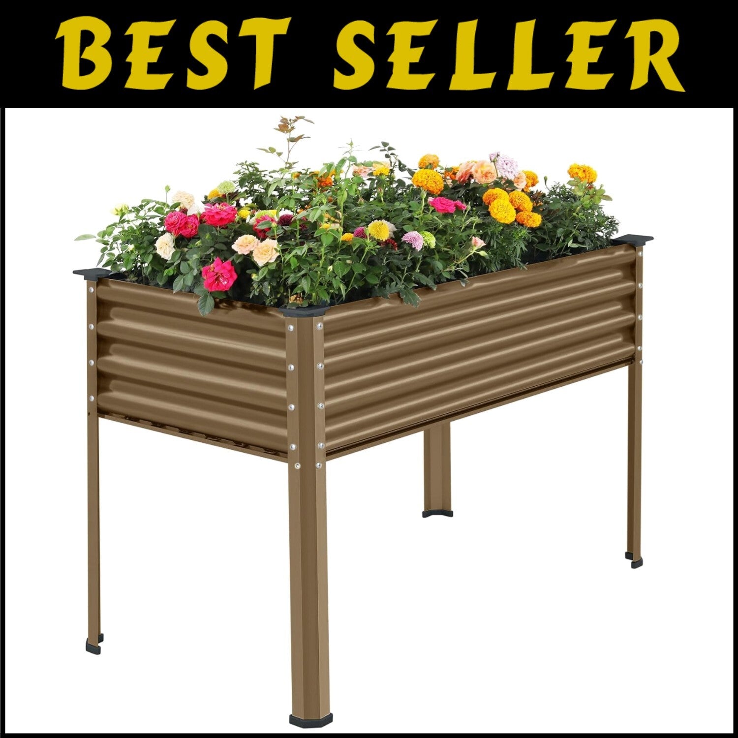 Spacious Galvanized Oval Garden Bed with Legs - Perfect for Vegetables & Flowers