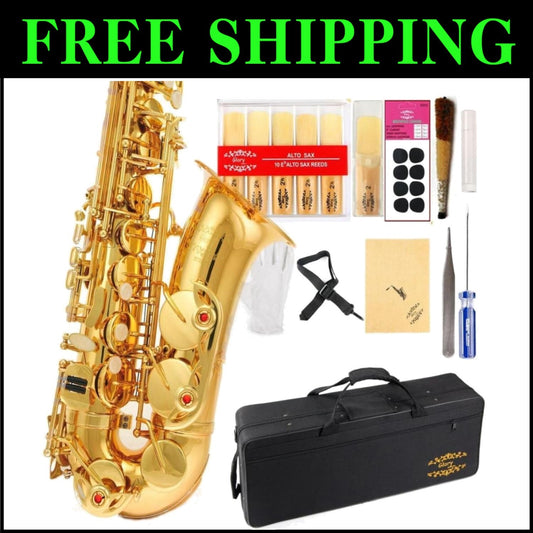 Versatile E Flat Alto Saxophone with Luxury Gold Finish - Perfect for All Ages