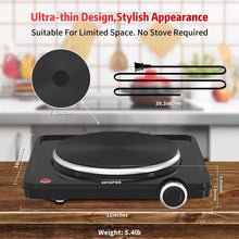 Load image into Gallery viewer, Single Electric Cooktop: 1500W Portable Burner Compatible with All Cookware