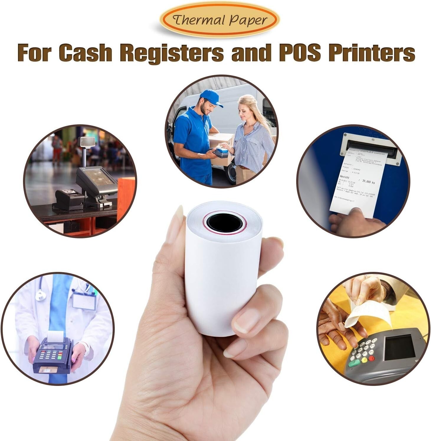 Bulk 100 Rolls Thermal POS Receipt Paper 2 1/4" x 50' for All Terminals