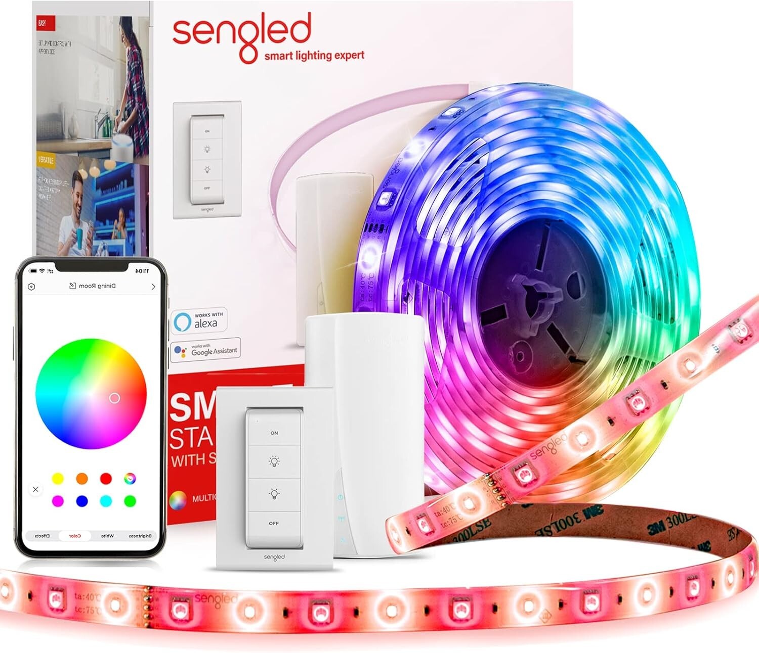 Zigbee LED Strip Lights 16.4ft Starter Kit - RGBW Smart & Voice-Controlled