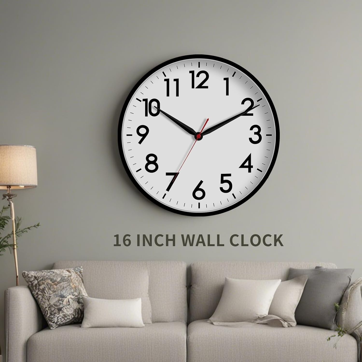 Modern 16" Wall Clock with Silent Sweep Movement - Ideal for Indoor/Outdoor Use