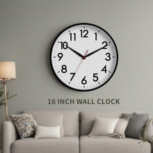 Load image into Gallery viewer, Modern 16" Wall Clock with Silent Sweep Movement - Ideal for Indoor/Outdoor Use