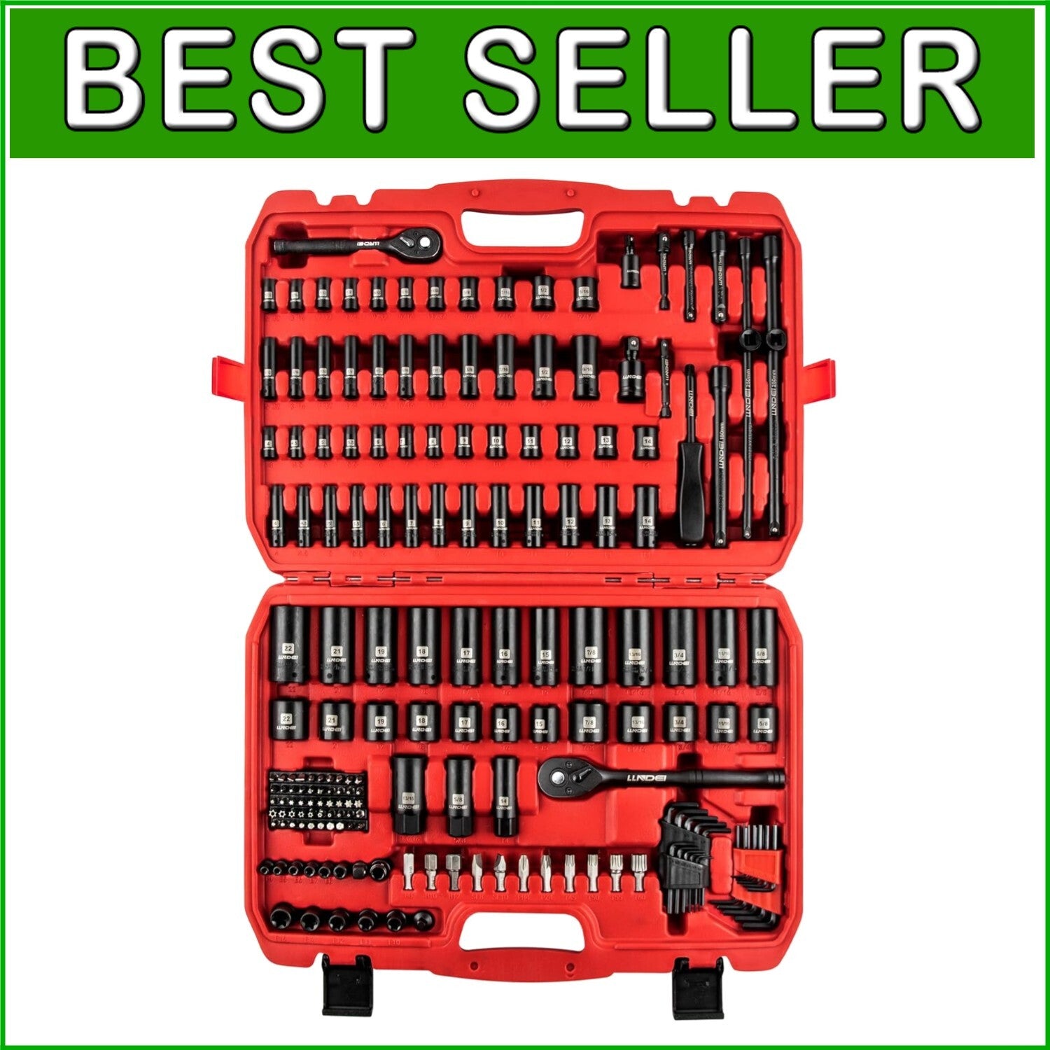 Durable Impact Socket Tool Set - 186 Pieces with Ratchet Wrench & Extension Bars