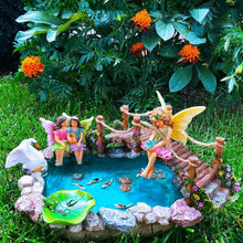 Load image into Gallery viewer, Whimsical Fairy Garden Accessories - Koi Pond, Bridge &amp; 6 Characters Included