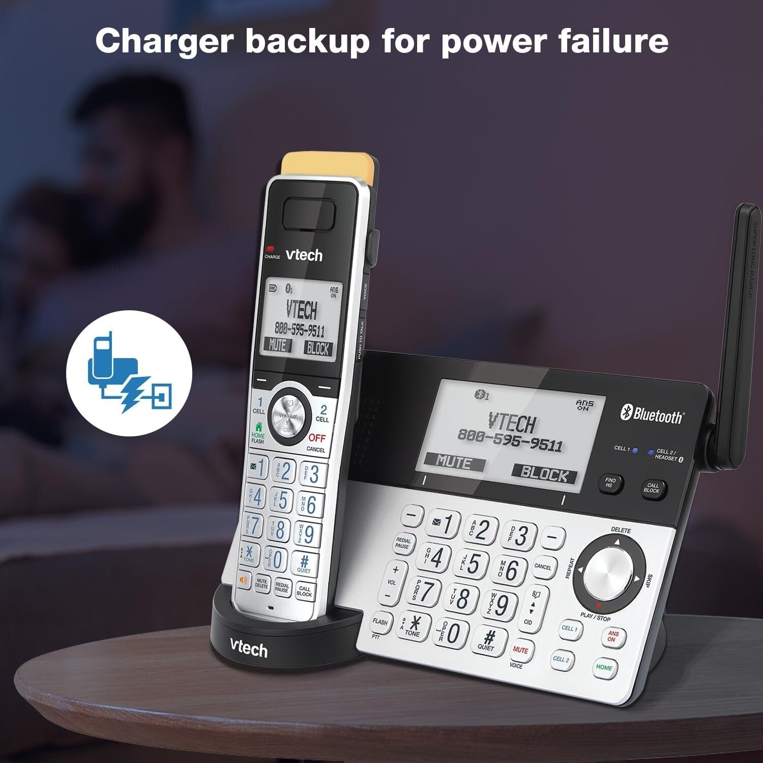 Long Range DECT 6.0 Cordless Phone with 5 Handsets & Bluetooth - 2300 Ft Range