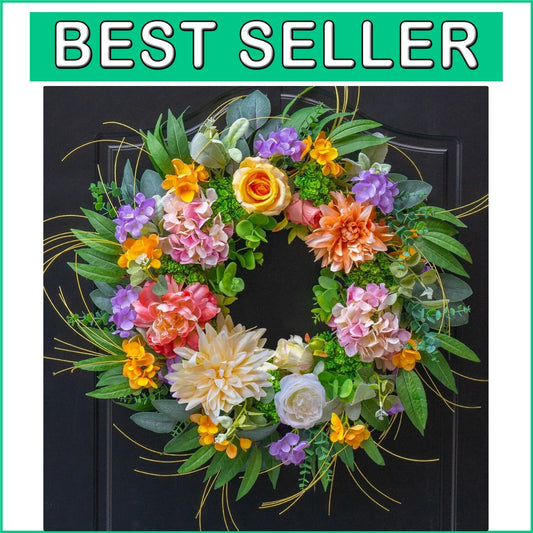 Charming 24" Round Hydrangea Wreath - Perfect for Home Porch or Window Display