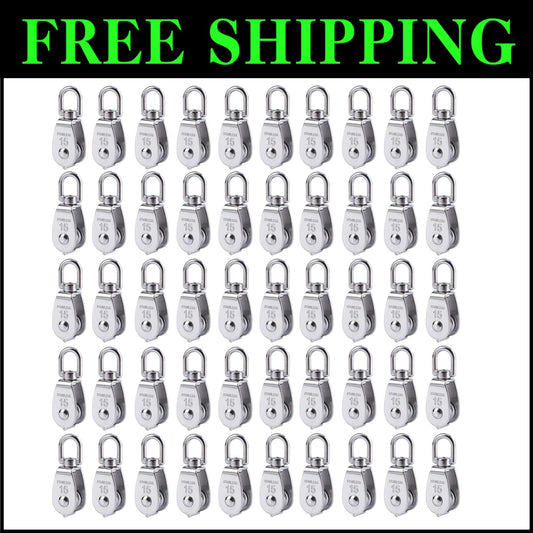 Premium 50 Pack M15 Pulleys with 360° Rotation - Ideal for Lifting and Rigging