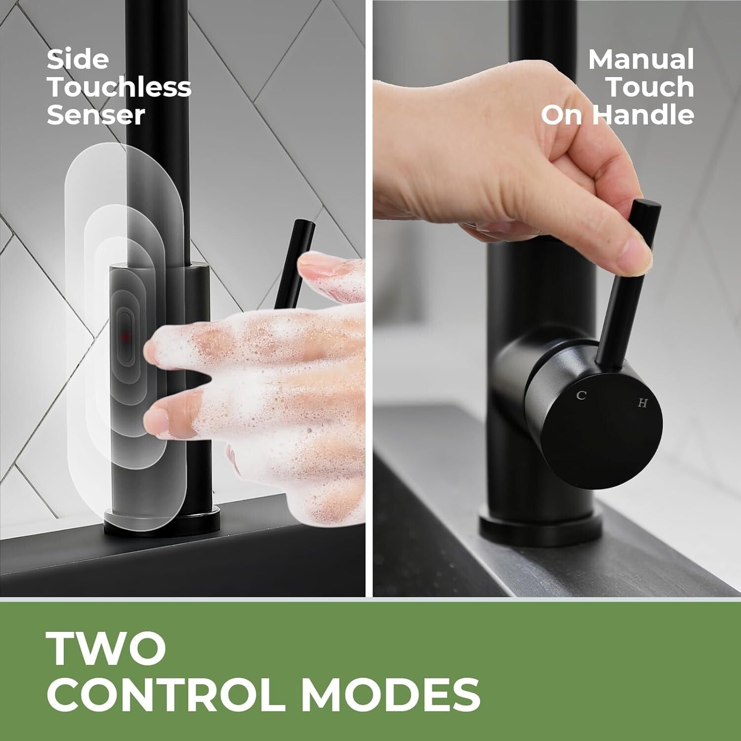 Stainless Steel Touchless Faucet with Smart Motion Sensor - Elegant Matte Black