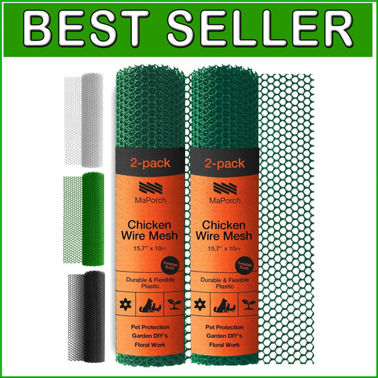 Weatherproof Chicken Wire Fencing - 2 Pack, 15.71" x 10ft for Pets & Gardens