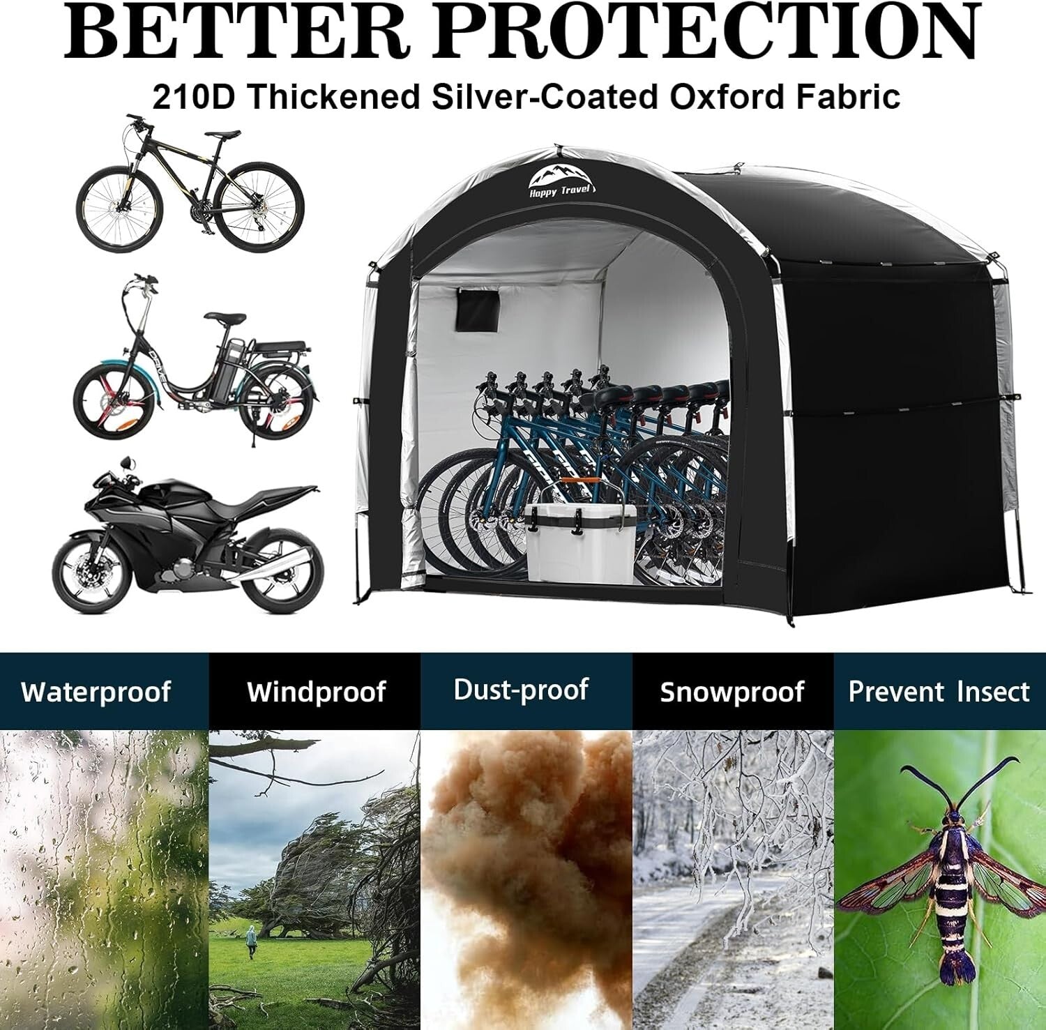 Waterproof Bike Storage Tent for 2-8 Bikes – Outdoor Protection with Ventilation