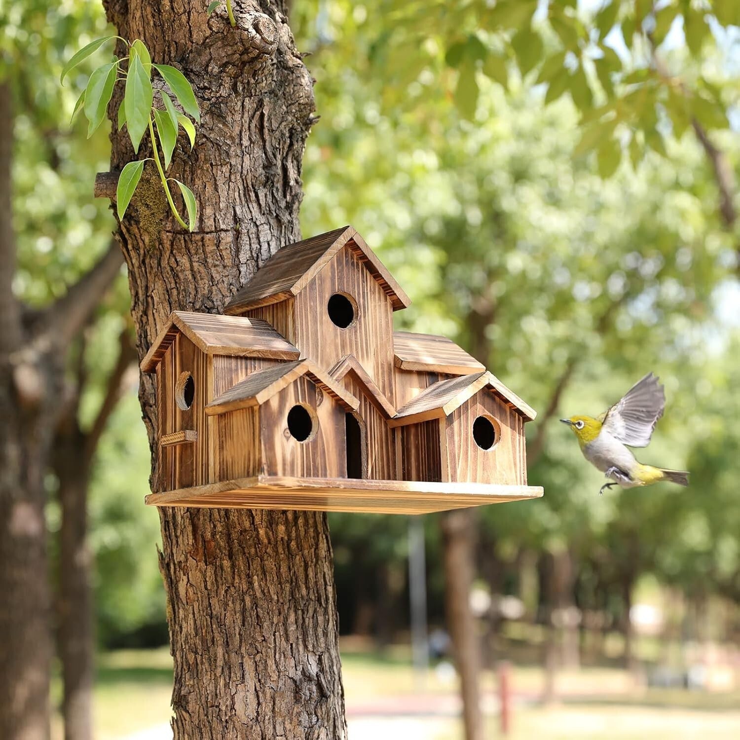 Beautifully Crafted Birdhouse with 6 Rooms - Ideal for Outdoor Bird Watching