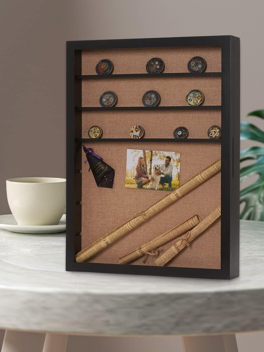 Elegant Extra Large Shadow Box with Adjustable Shelves for Collectibles Display