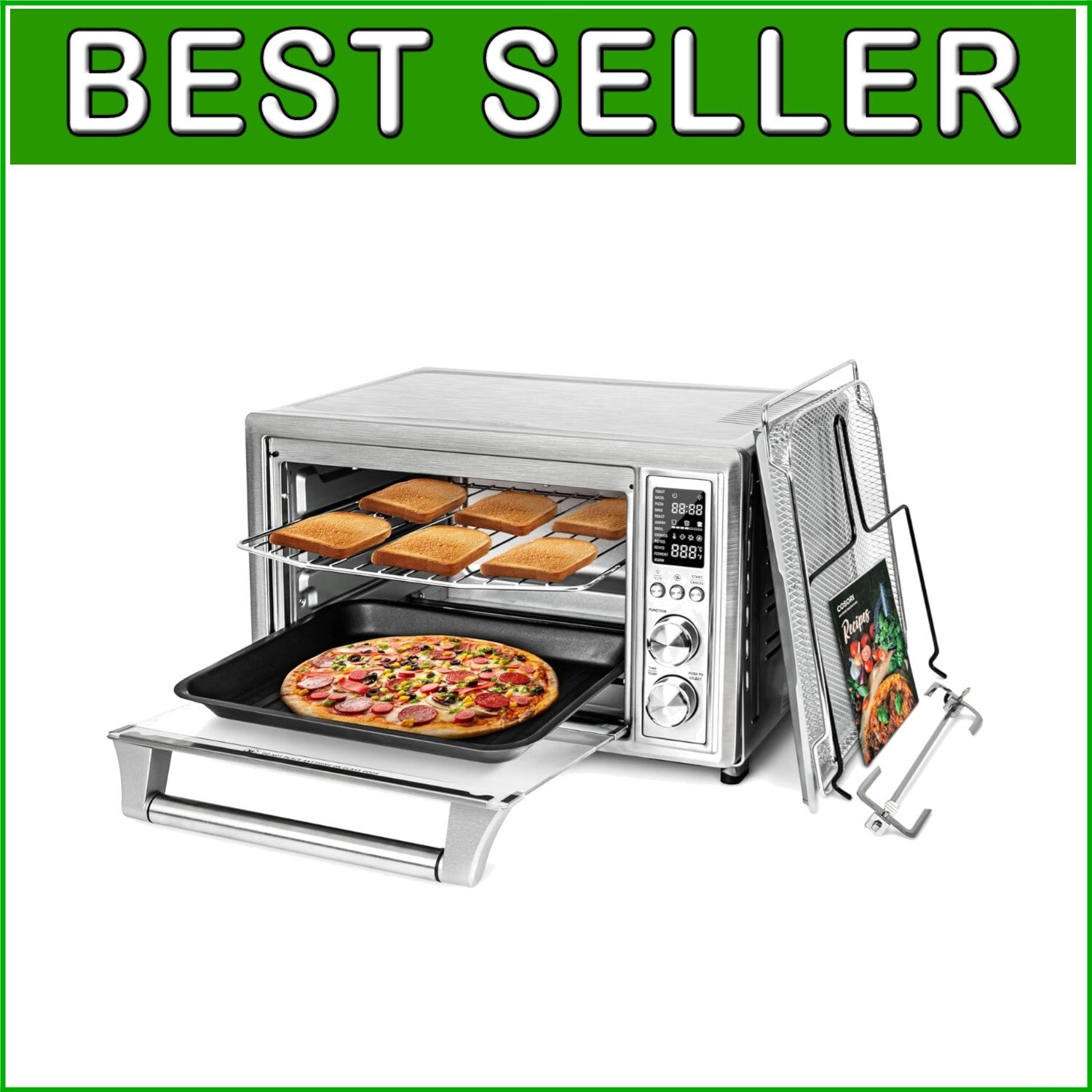 Elegant 12-in-1 Air Fryer Toaster Oven with Rotisserie – 134 Recipes Included