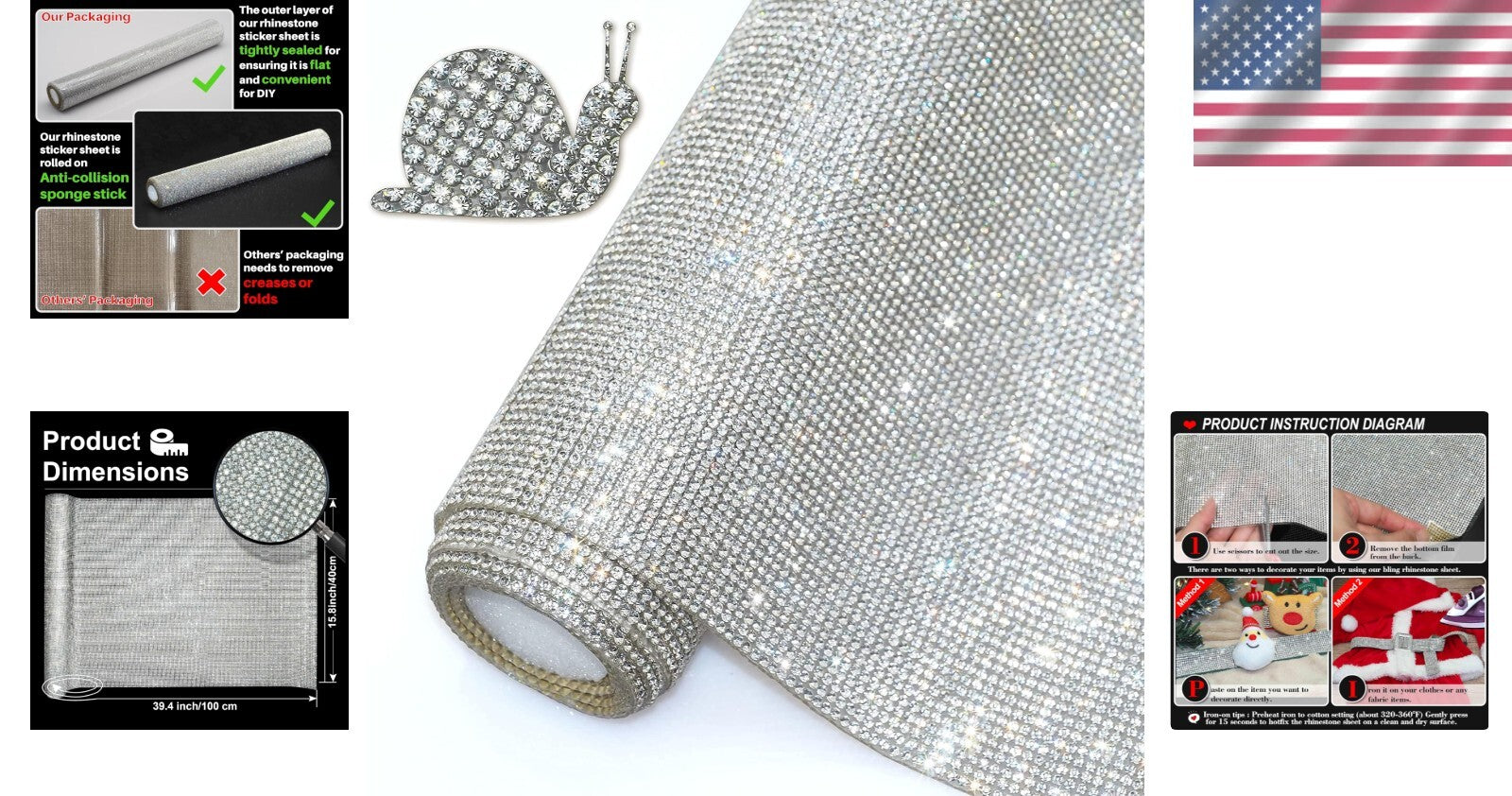 DIY Car Bling Rhinestone Sticker - 81000 Crystal Gems on 15.8" x 39.4" Sheet