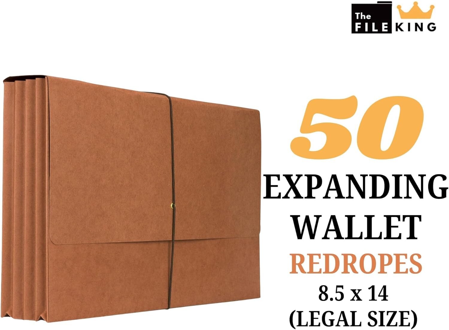 Eco-Friendly 50 Pack of Red Rope Expandable File Folders for Legal Size Files