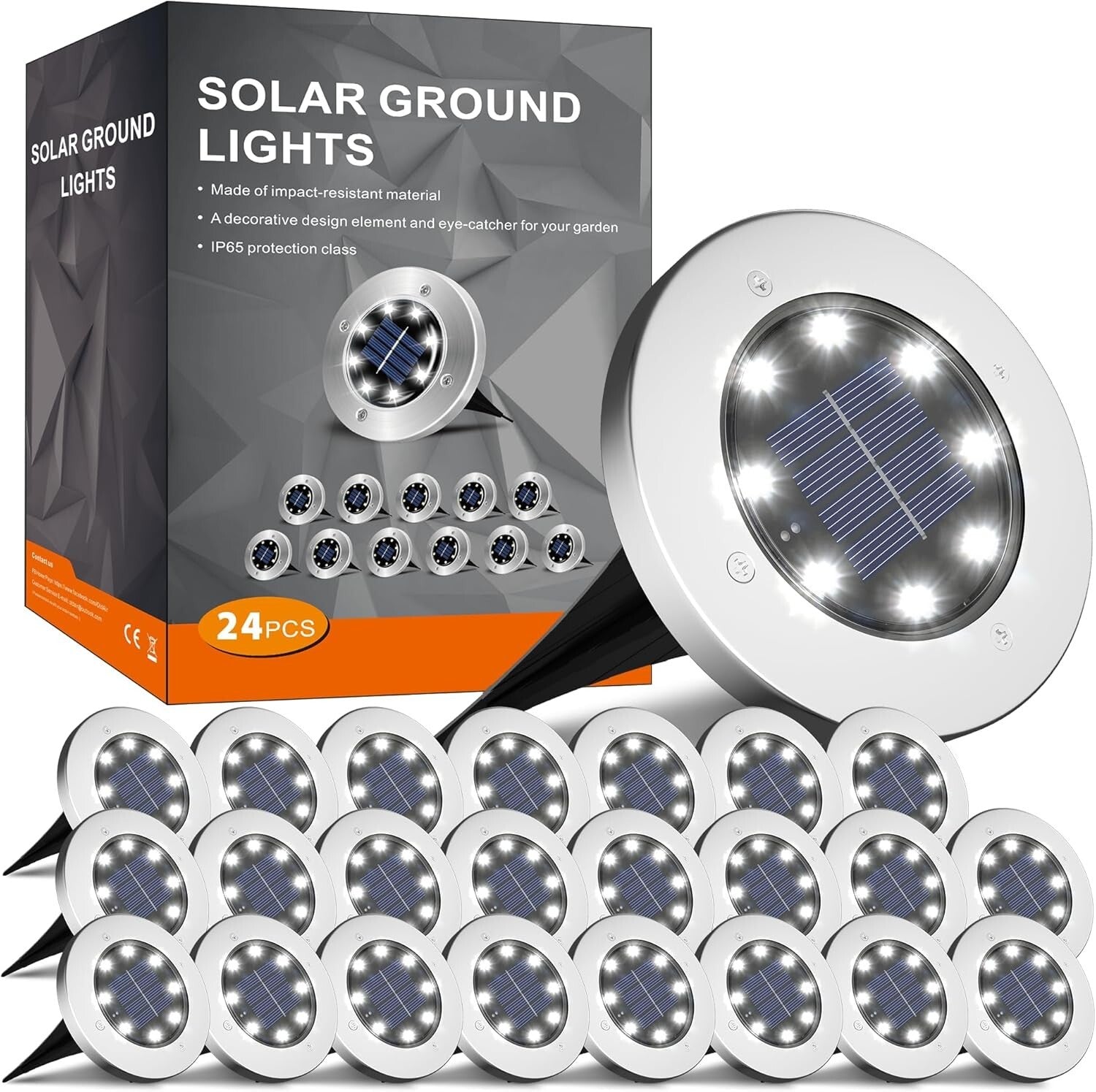 Energy-Efficient Stainless Steel Solar Lights for Pathways & Patios - 24 Pack