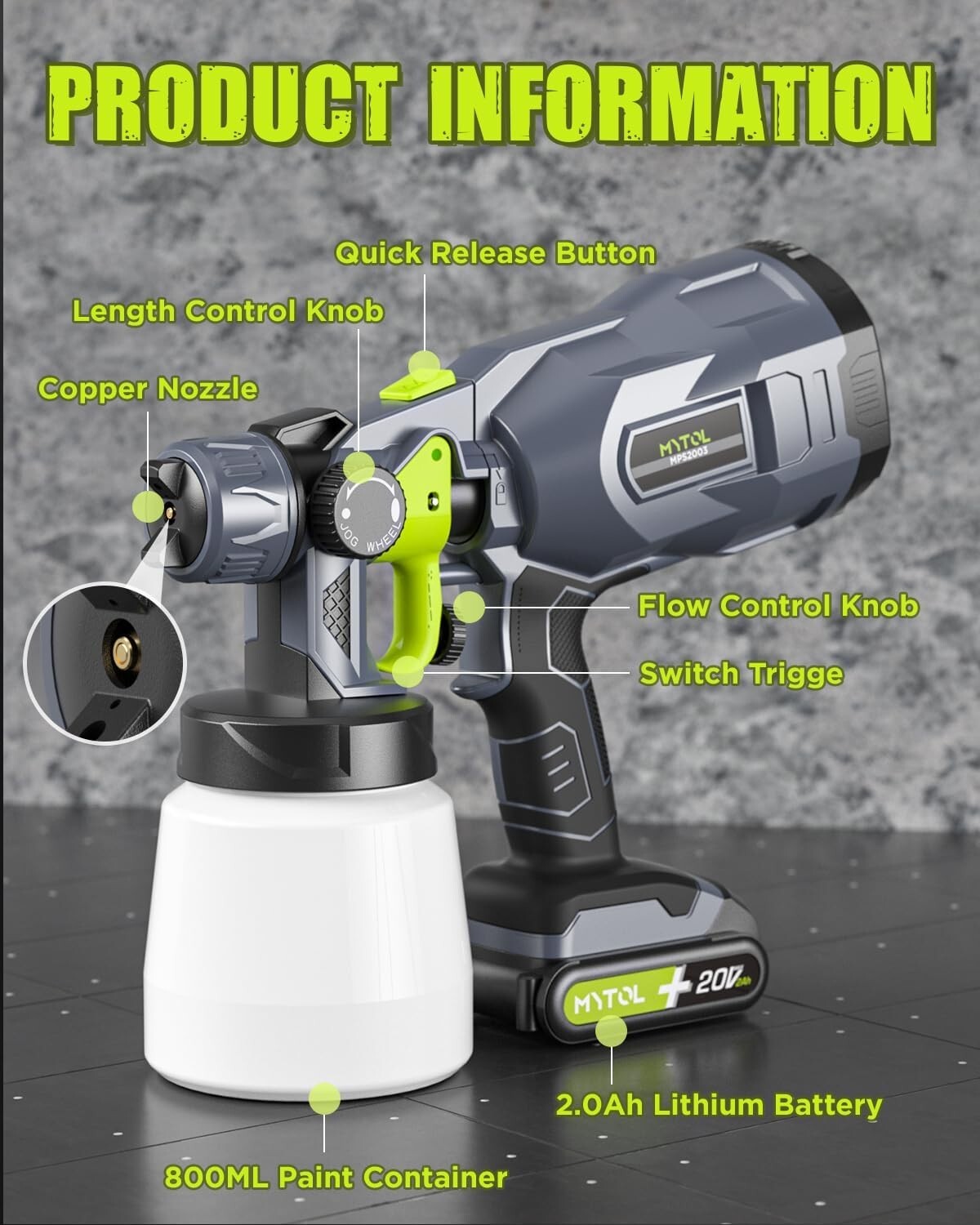 Versatile Cordless Paint Sprayer with 3 Patterns, Nozzles, and Cleaning Tools