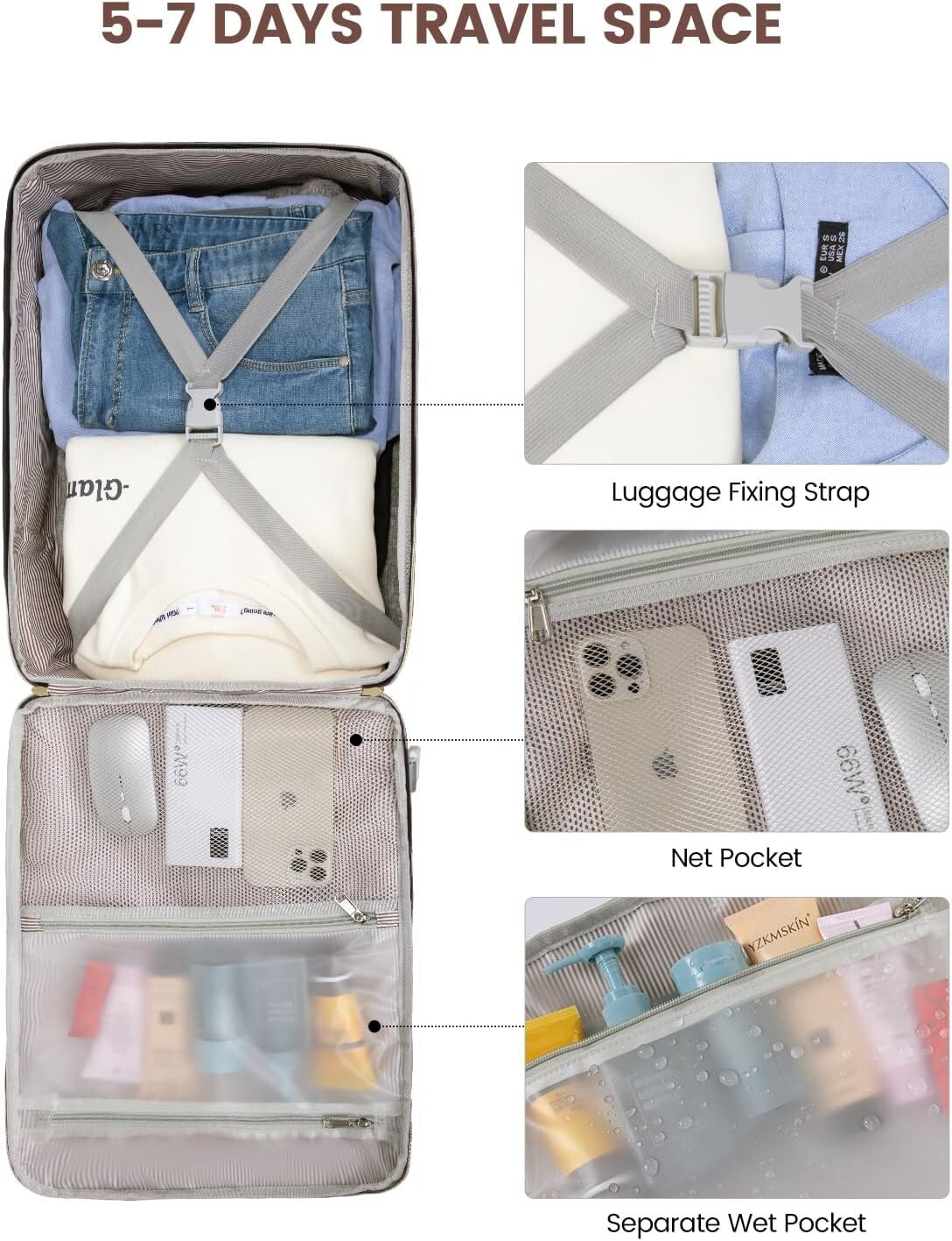 Waterproof Travel Backpack for Men & Women with 3 Packing Cubes - 40L Size