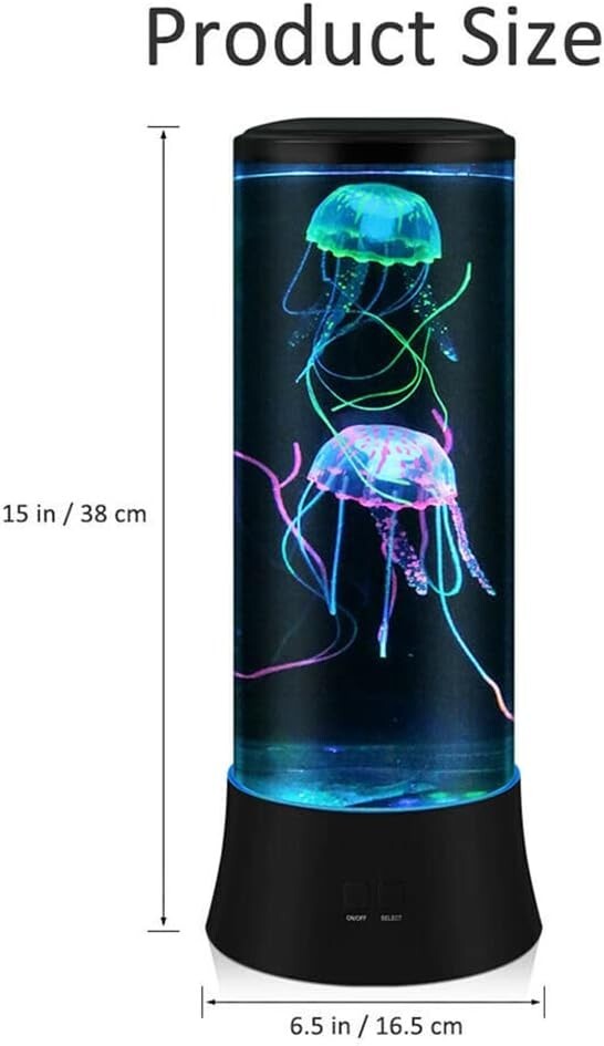 Multicolor Jellyfish Lamp - 15 Inch LED Liquid Motion for Relaxation & Fun