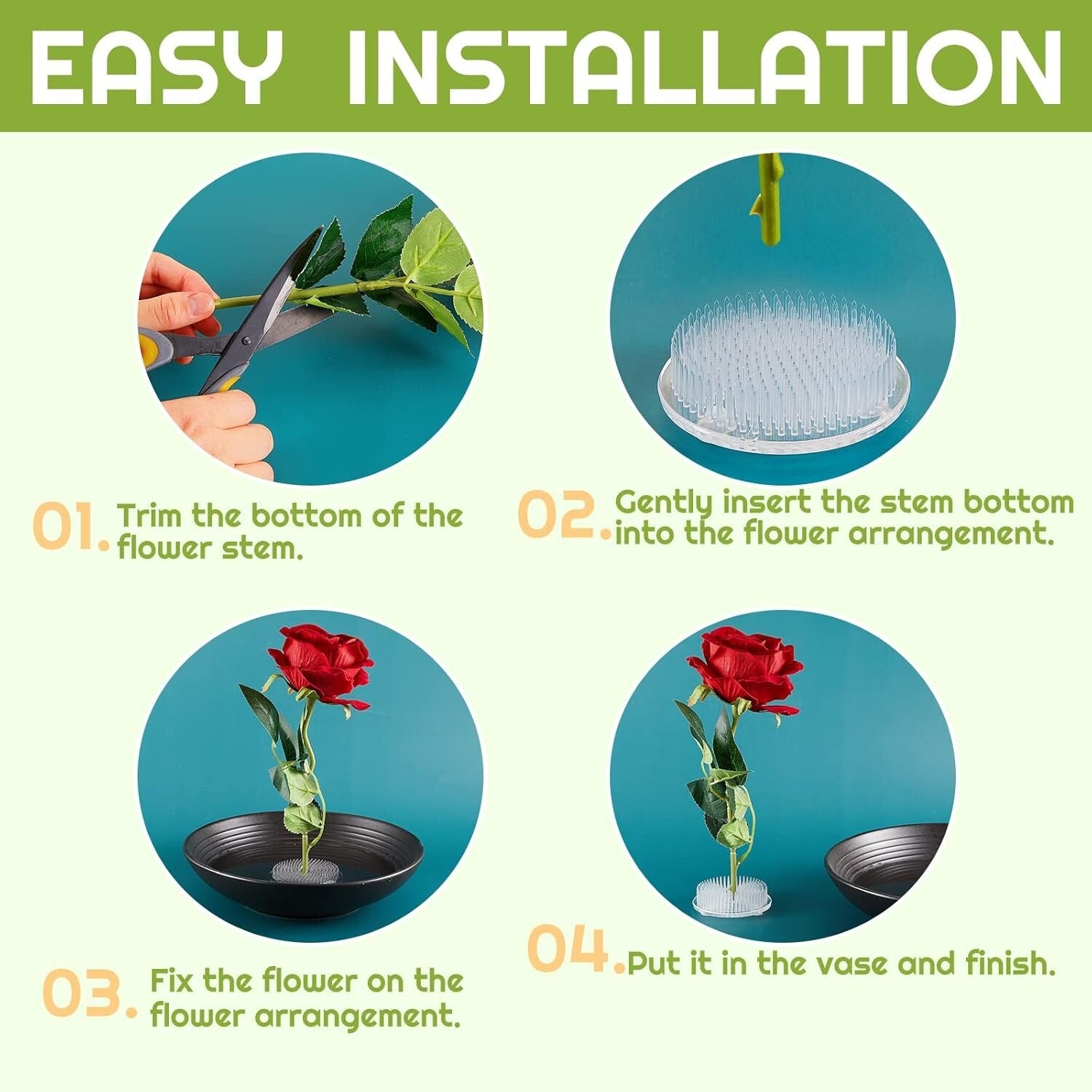 Lightweight Plastic Flower Frog Pins - 48 Pack for Beautiful Flower Displays