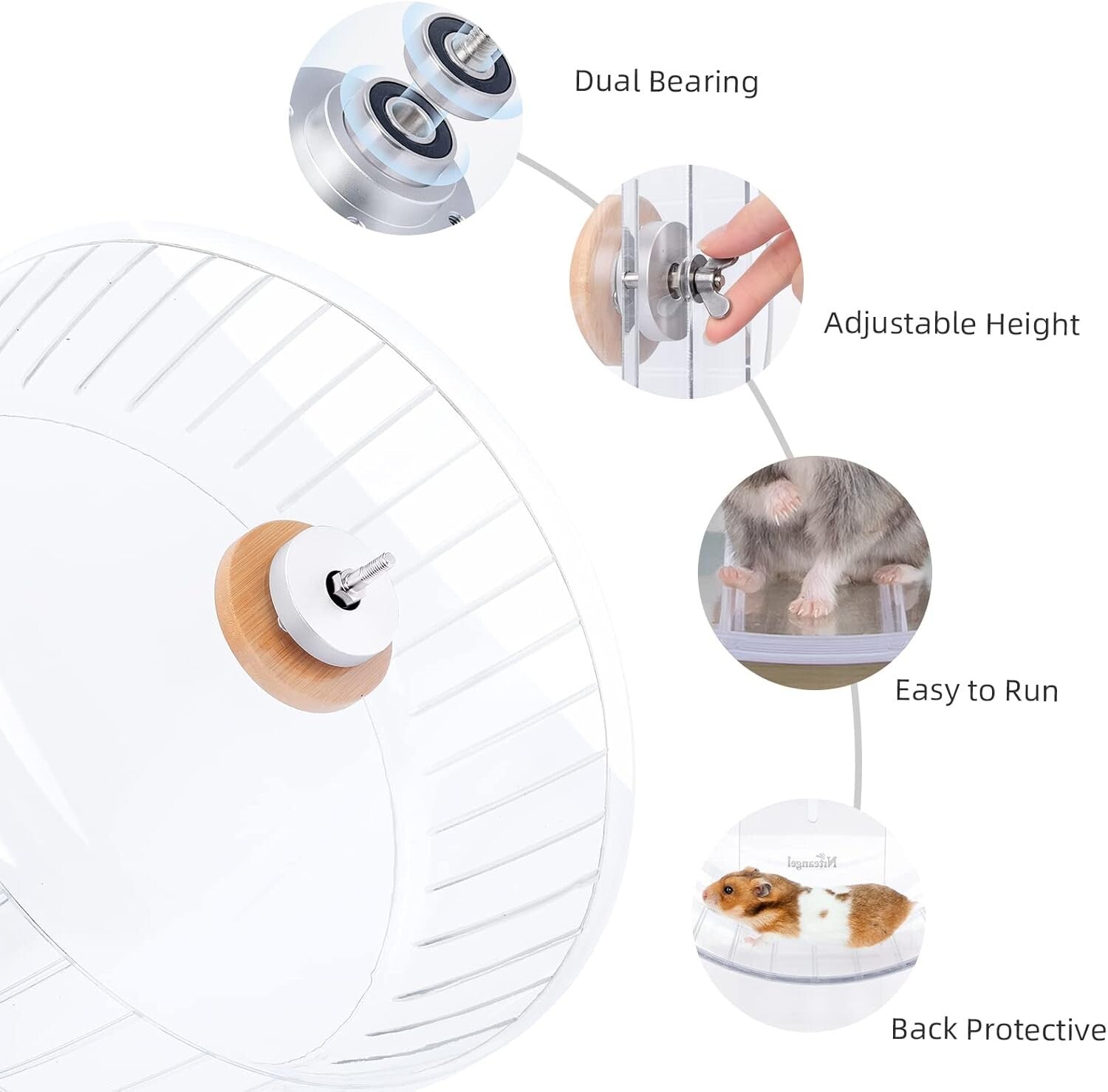 Extra Large Quiet Hamster Exercise Wheel with Adjustable Stand for Small Pets