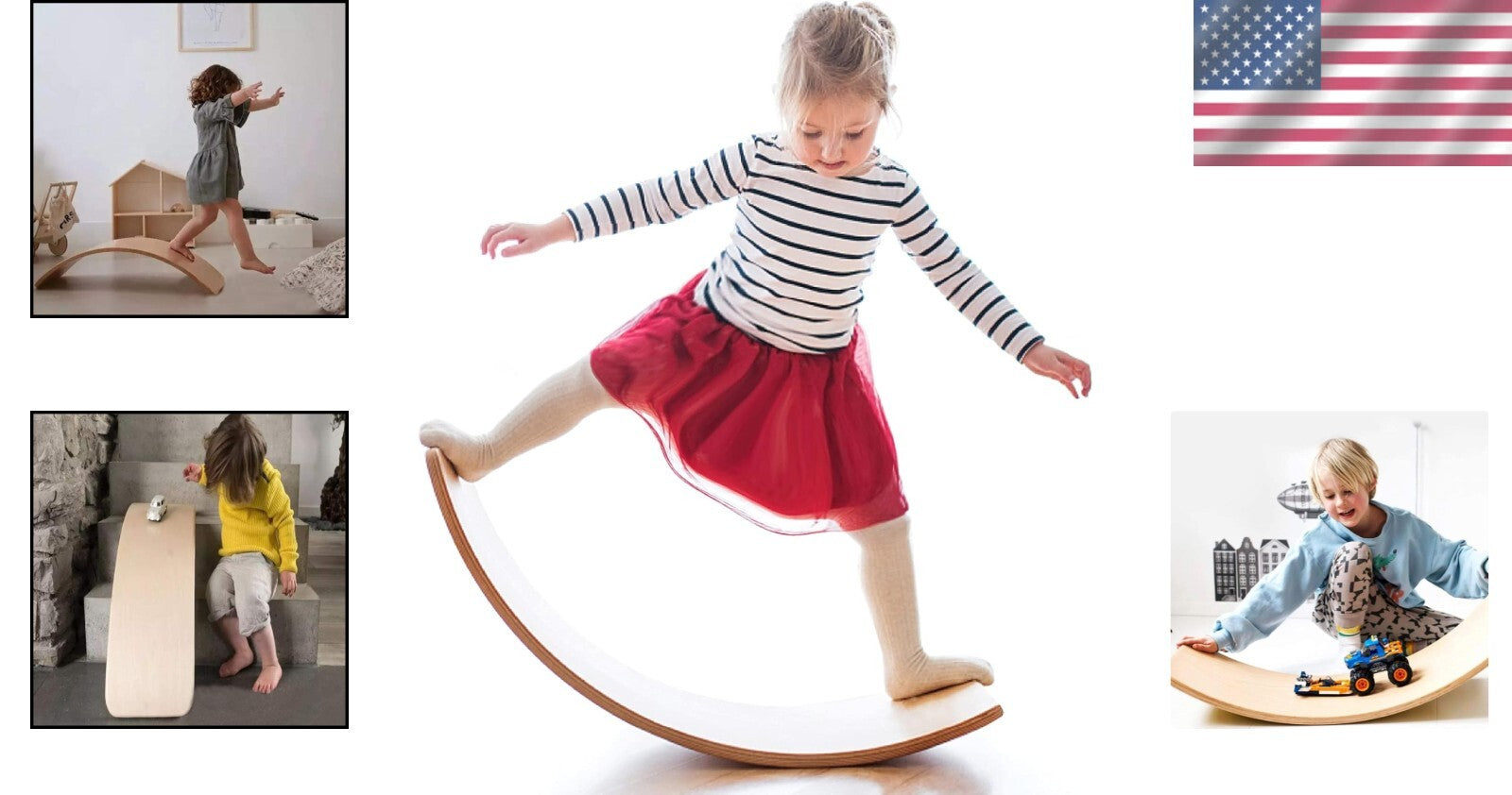 Natural Wooden Wobble Balance Board for Kids & Adults - 35 Inch Versatile Toy