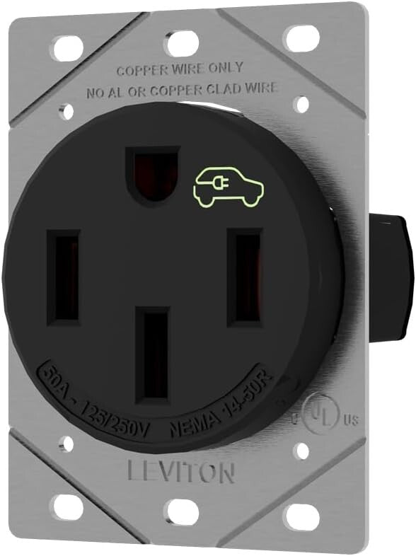 Flush Mount 50 Amp Heavy Duty EV Charging Receptacle, Compatible with All Models