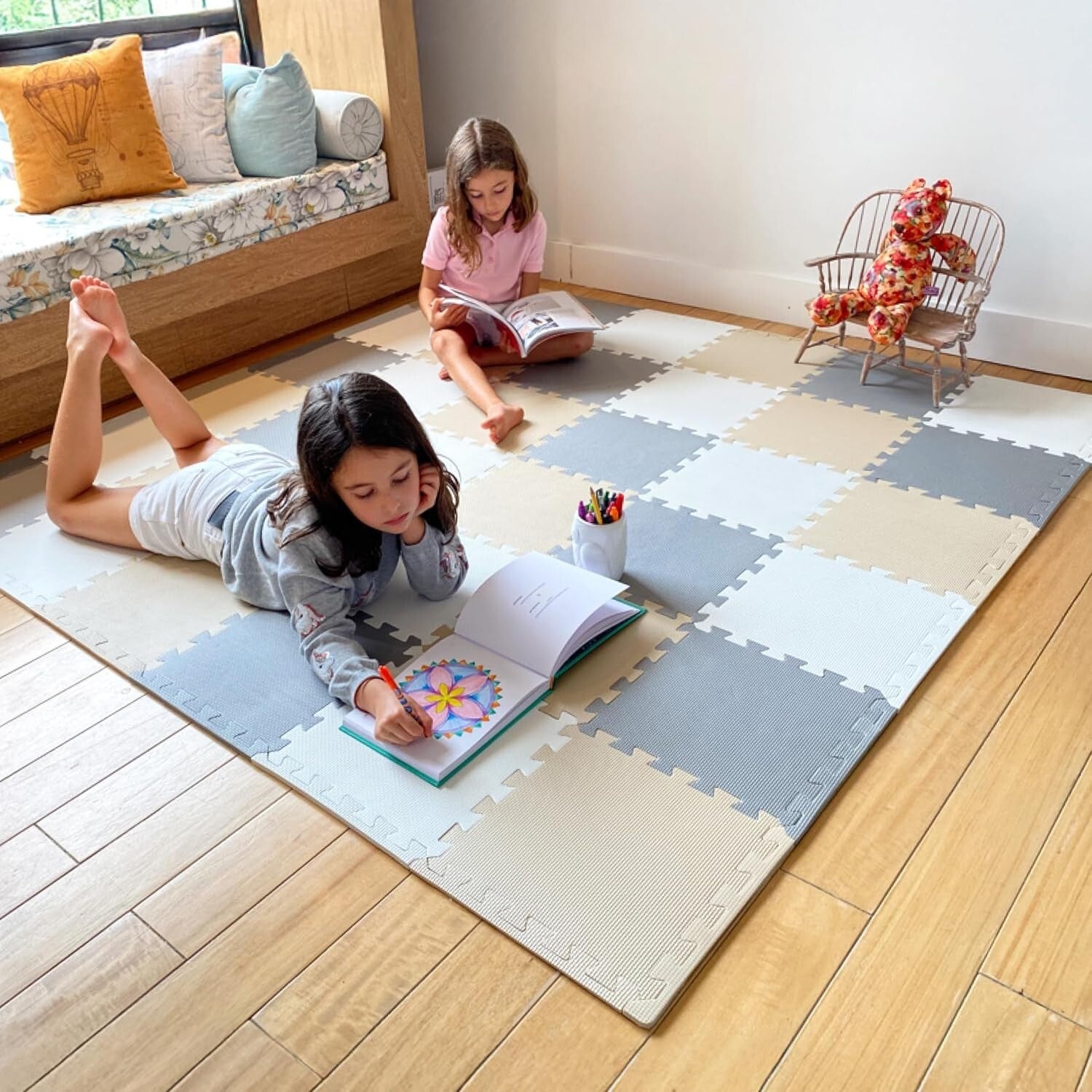 Customizable Interlocking Baby Play Mat - Non-Toxic Foam Tiles for 74x74 Playpen