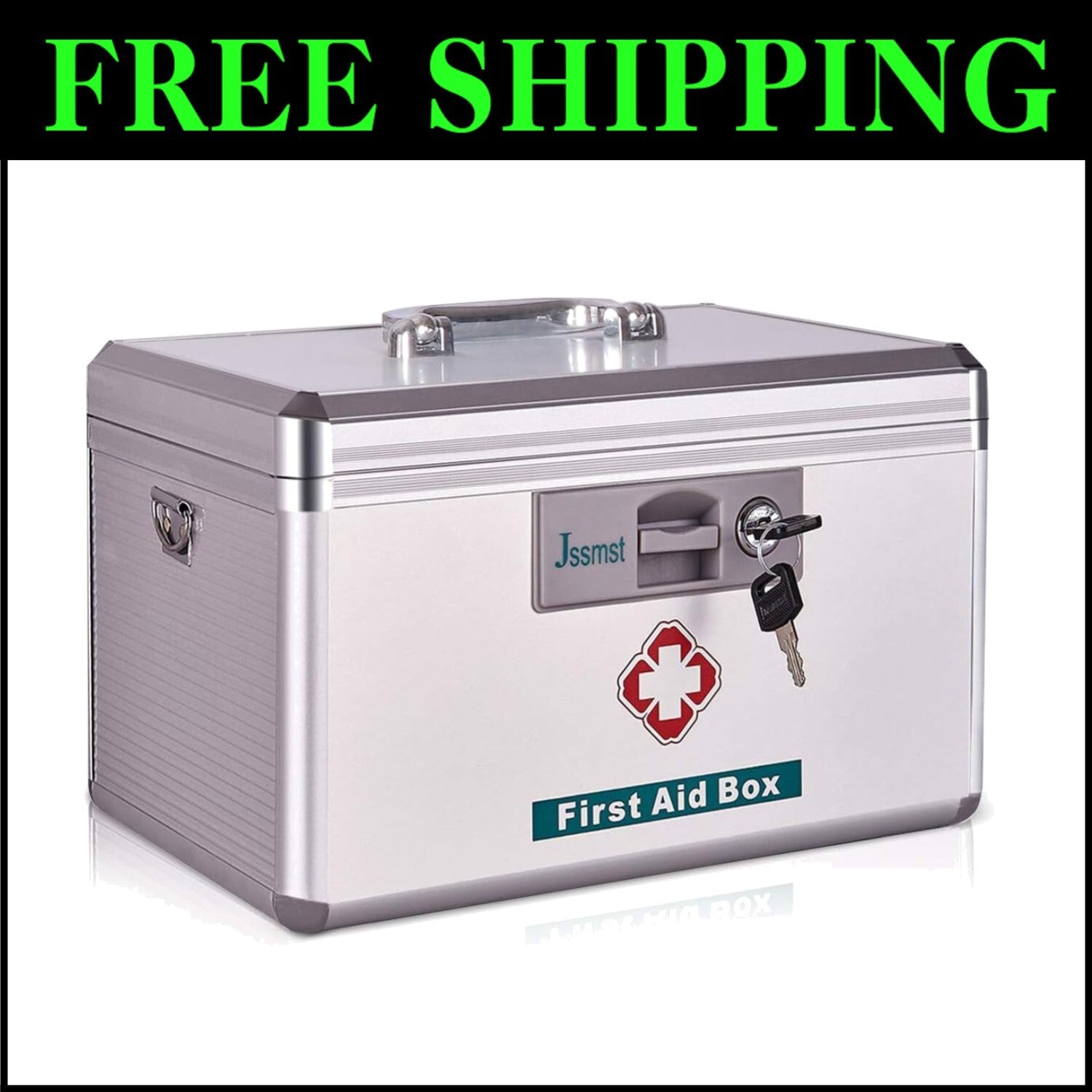 Lockable Aluminum Medicine Box with Key - Safe Storage for Home and Outdoor