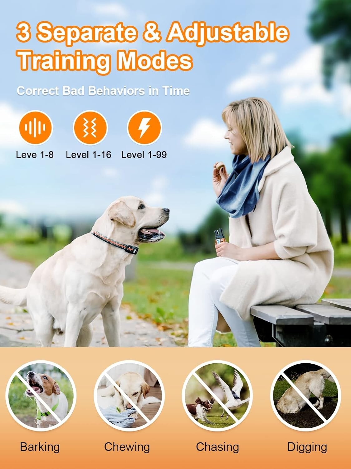 Dual Channel Training Collar with 3300 ft Range - Waterproof & Adjustable Modes